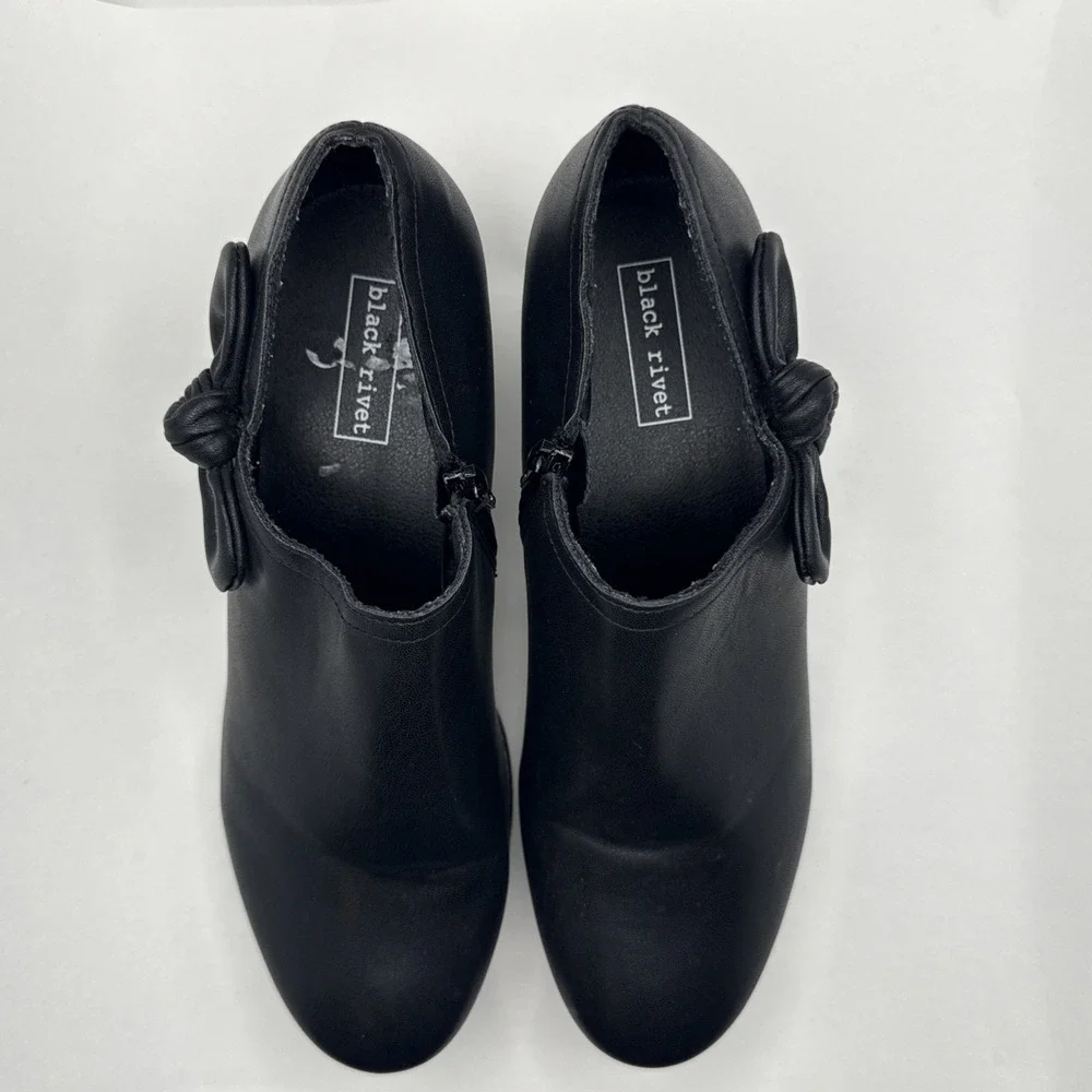 Black Rivet Fashion Bow Tie Ankle Boots Women's Size‎ 7.5 Molly Bootie Black